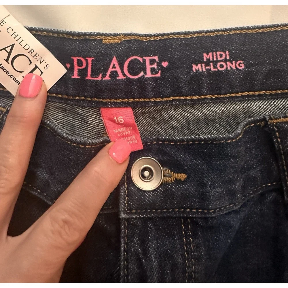 The Children's Place Girls Blue Denim Bermuda Shorts Size 16 Medium Wash Cuffed